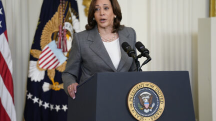 Vice President Kamala Harris speaks during an event about high speed internet infrastructure, in the East Room of the White House, Monday, June 26, 2023, in Washington.