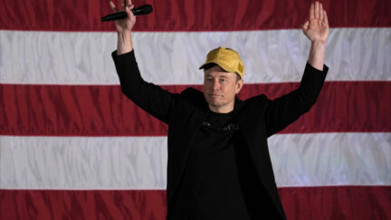 Elon Musk speaks as part of a campaign town hall in support of Republican presidential nominee former President Donald Trump in Folsom, Pa., Thursday, Oct. 17, 2024.