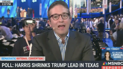 Prankster at DNC Holds Up Vulgar Message About JD Vance During MSNBC Live Hit