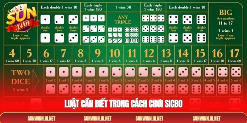 Luật cần biết trong cách chơi sicbo